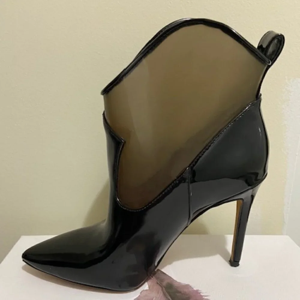 Jessica Simpson Western Stiletto Boots Periya Clear Patent Leather Size 6 New